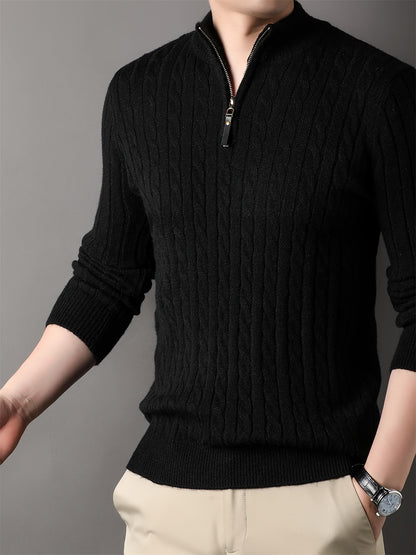 Men Ribbed Pattern Warm Winter Sweater