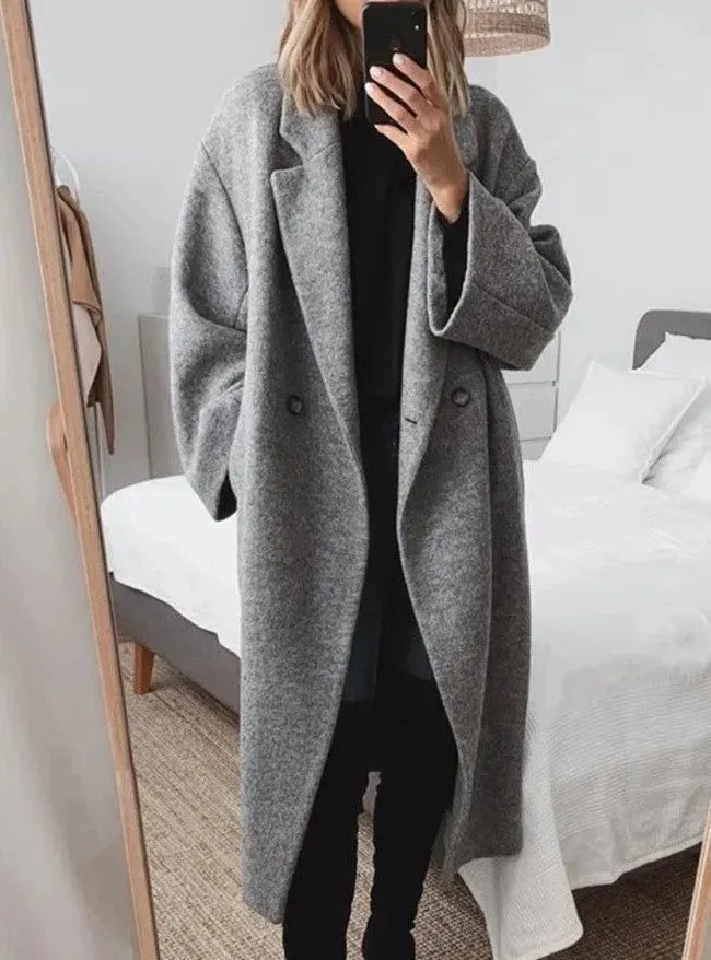 Abrigo extragrande elegante con botones para mujer