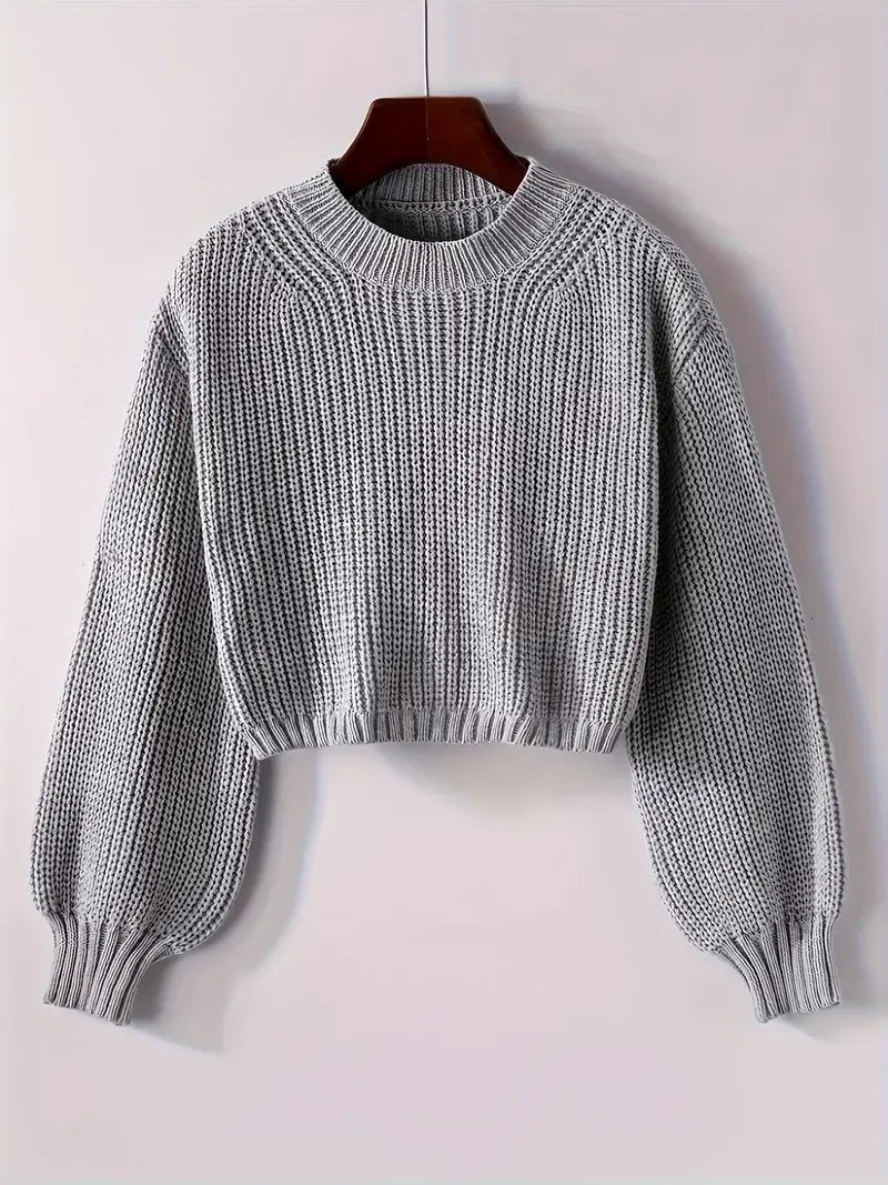 Women’s Winter Cropped Ribbed Knit Sweater