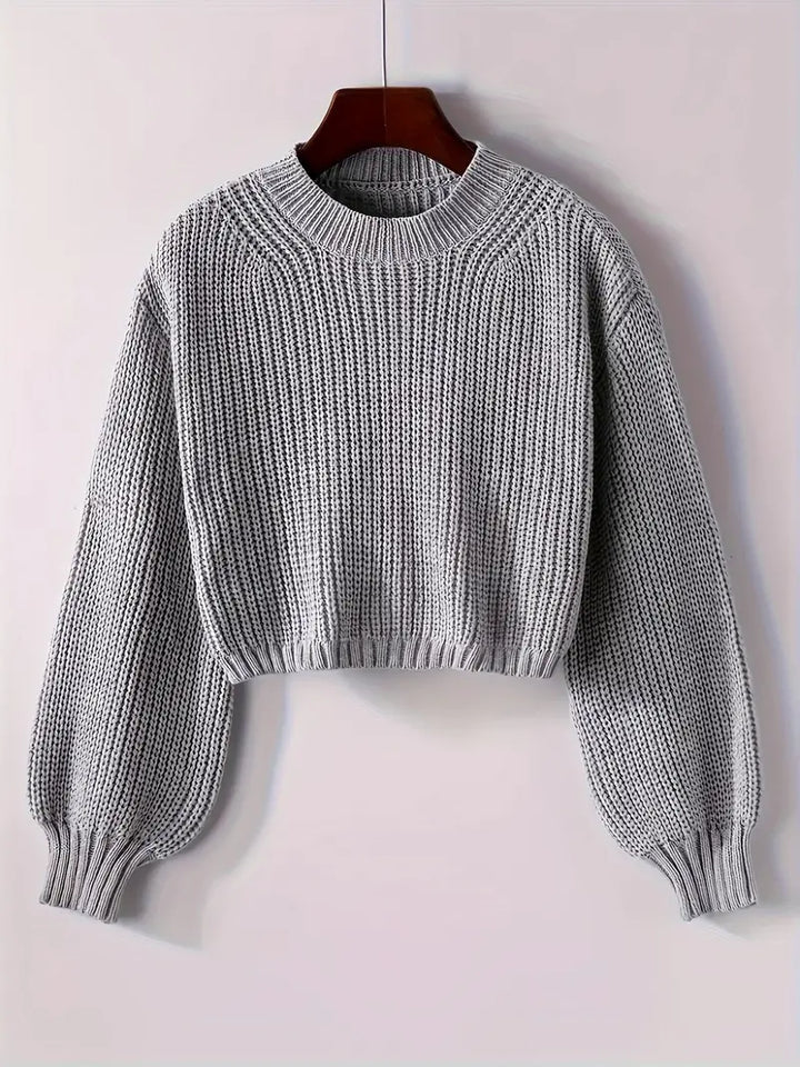 Women’s Winter Cropped Ribbed Knit Sweater