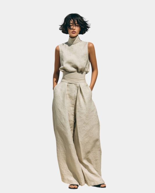 Falyne | Minimalist Tank Top and Wide Leg Pants Set