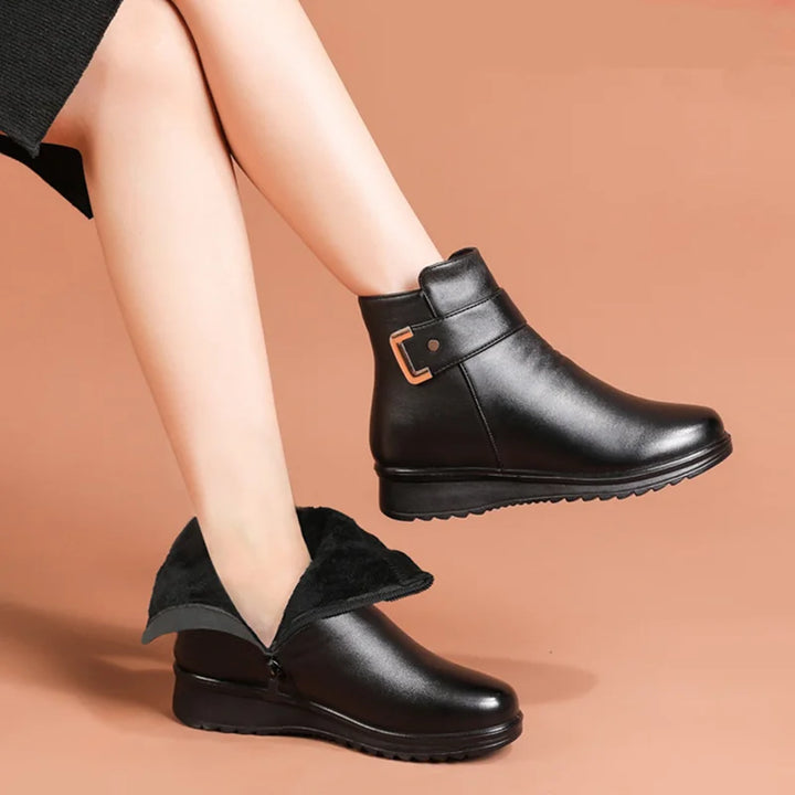Women’s Cozy Winter Boots with Strap Detail