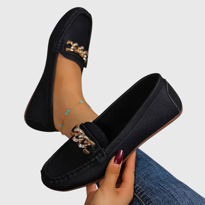 Gold Chain Comfort Slip-On Loafers