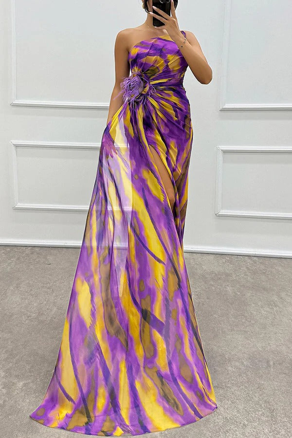 Women’s One Shoulder Slit Maxi Dress