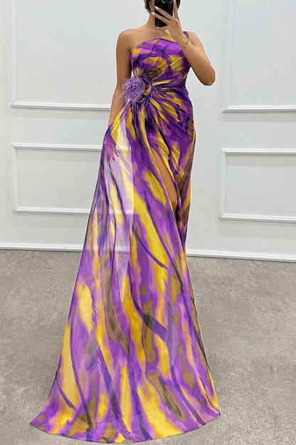 Women’s One Shoulder Slit Maxi Dress