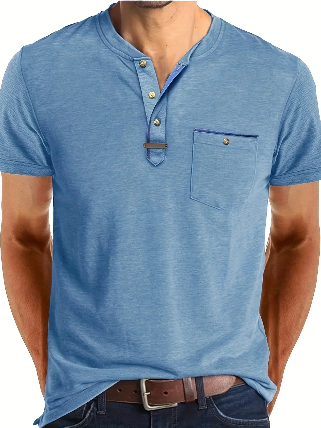 Classic Round Neck Pocket Shirt