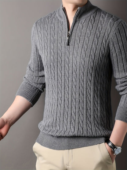 Men Ribbed Pattern Warm Winter Sweater