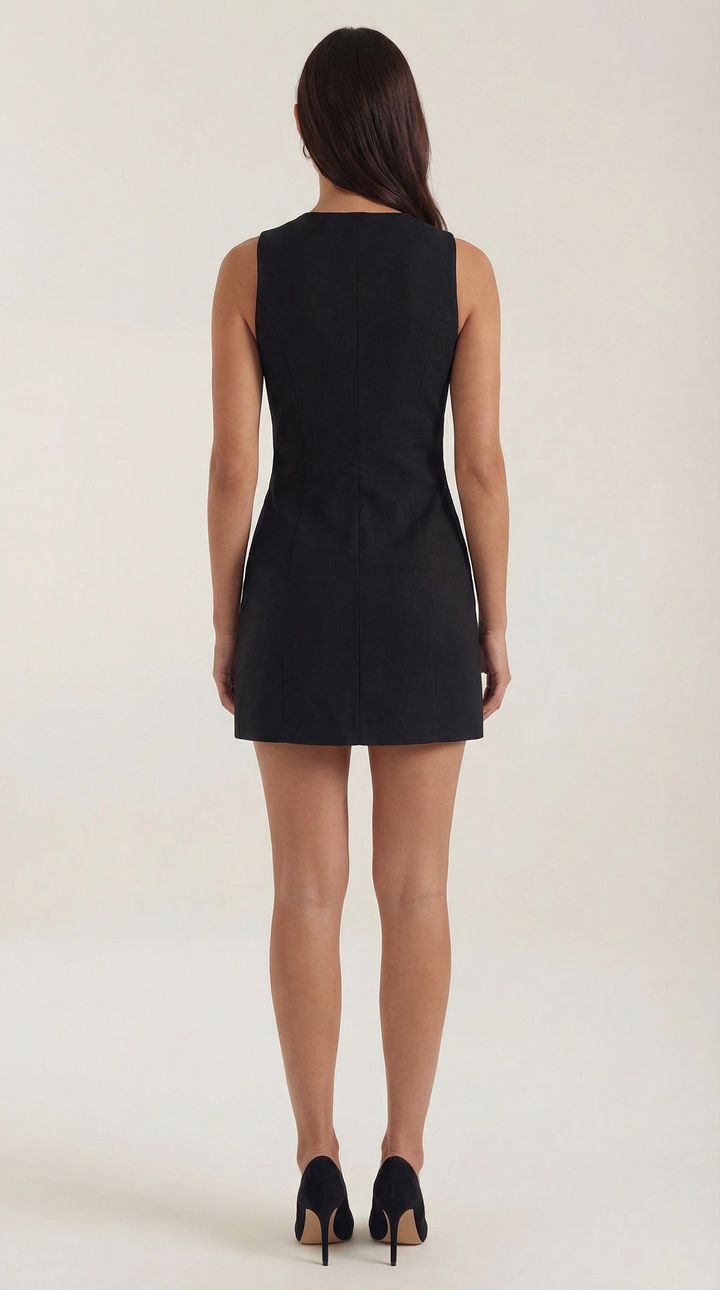 Sleeveless Button-Up Mini Dress