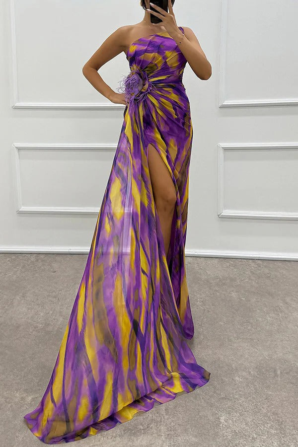 Women’s One Shoulder Slit Maxi Dress