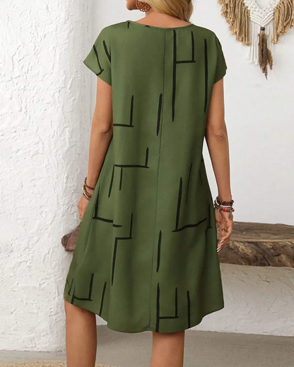 Ainee – Summer Dress with Round Neckline and Print
