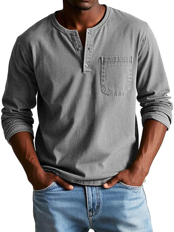 Men’s Casual Long Sleeve Henley Shirt