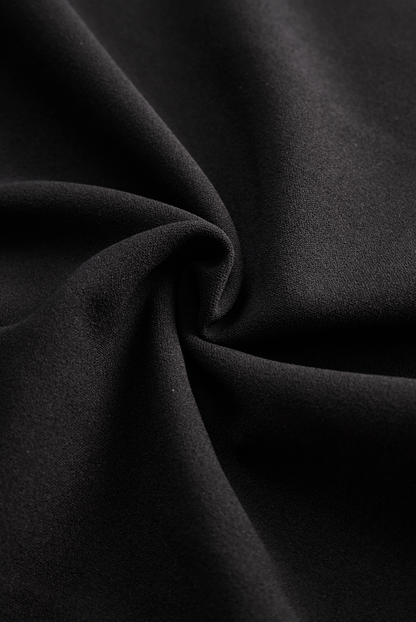 Refined Black Belted Sheath Dress with Mandarin Collar