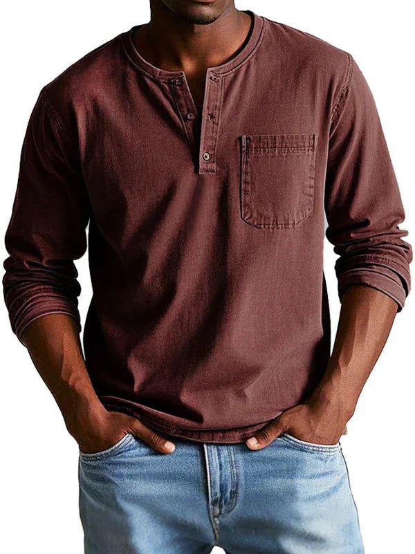 Men’s Casual Long Sleeve Henley Shirt