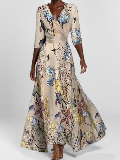 Lea | Seaside Glam Elegant Mid Sleeve Maxi Dress Ensemble