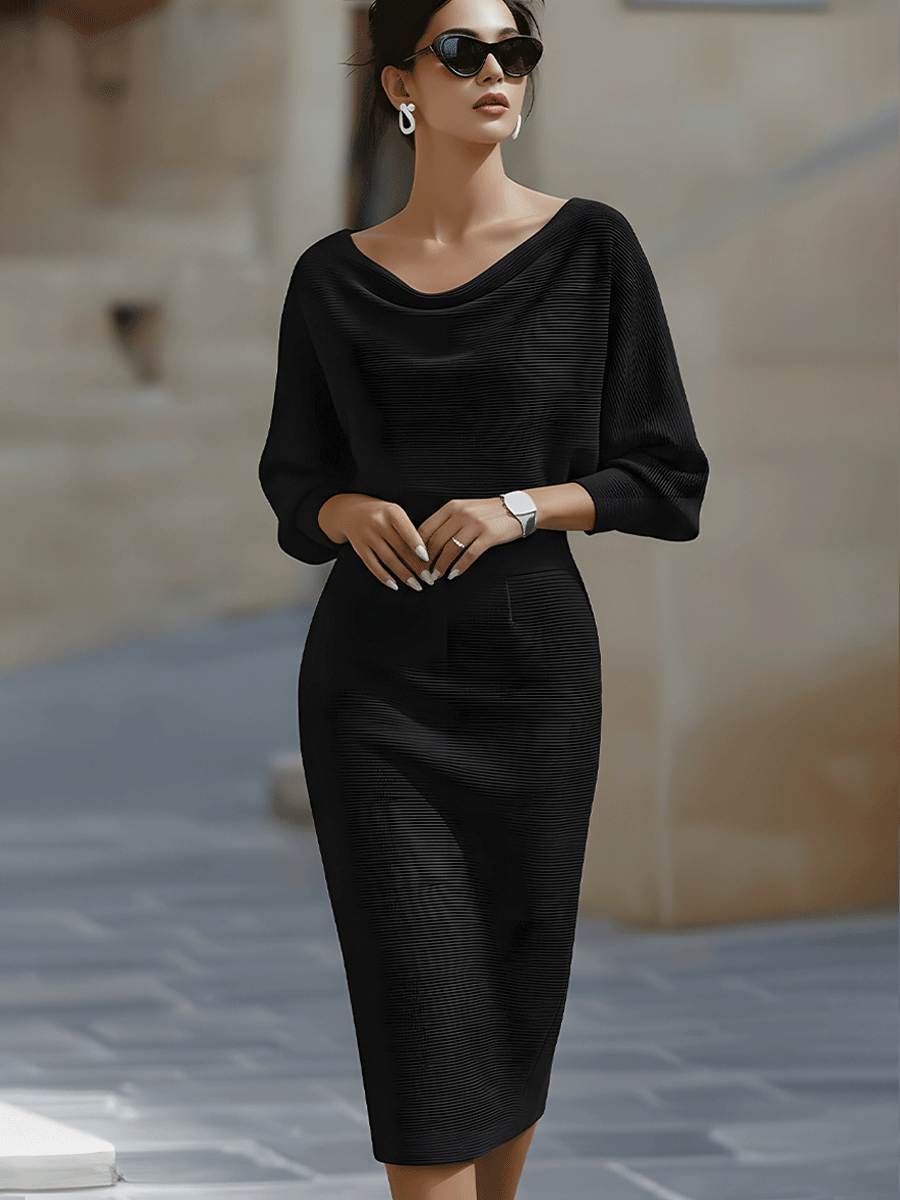 Violet & Grace - White Draped Batwing Midi Dress