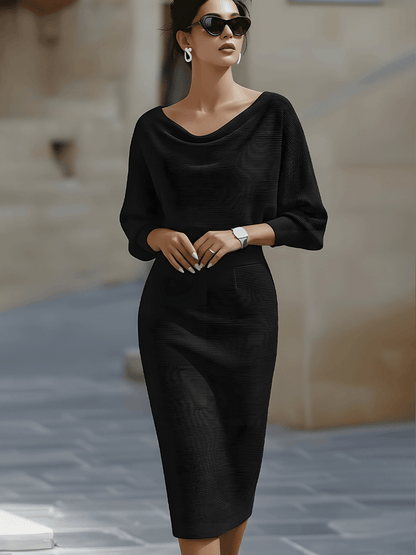 Violet & Grace - White Draped Batwing Midi Dress