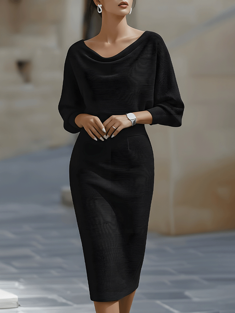 Violet & Grace - White Draped Batwing Midi Dress