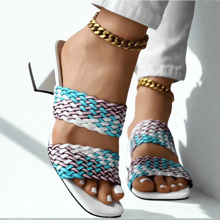 Sandalias de tacón trenzadas Colorblock Soletta