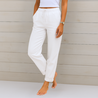 Drawstring Relaxed Linen Trousers