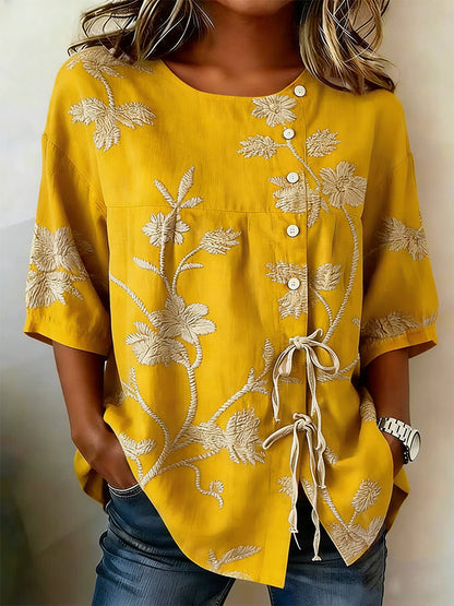 Women'S Floral Art Printed Casual Shirt