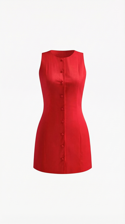 Sleeveless Button-Up Mini Dress