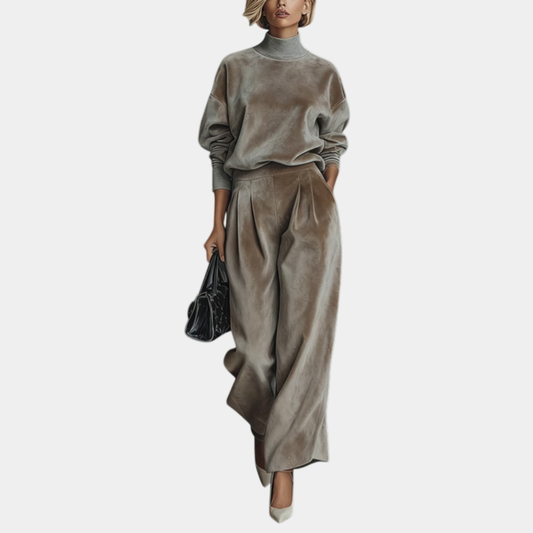 Aurélie | Casual Velvet High Collar Set for Women
