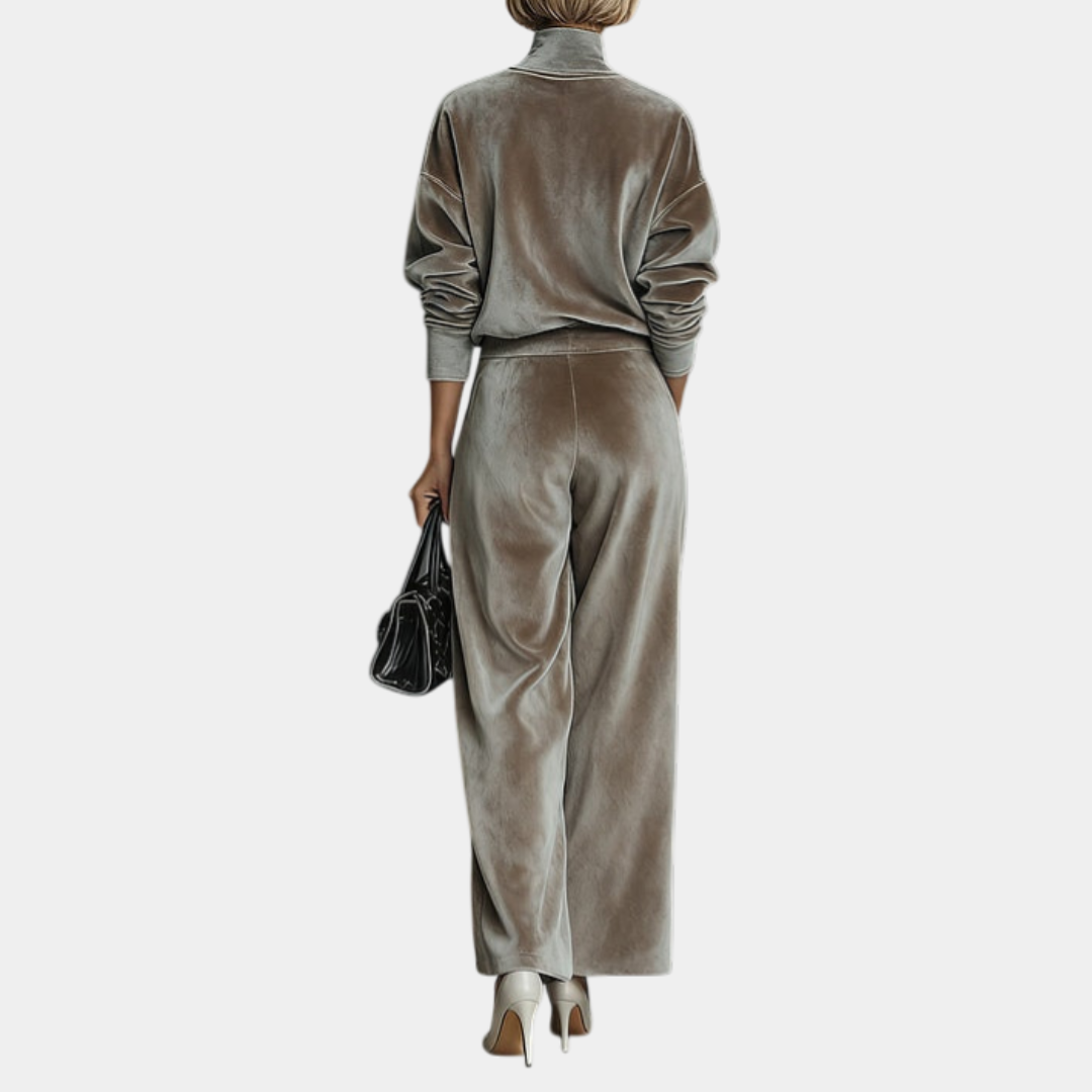Aurélie | Casual Velvet High Collar Set for Women