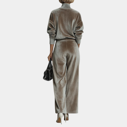 Aurélie | Casual Velvet High Collar Set for Women