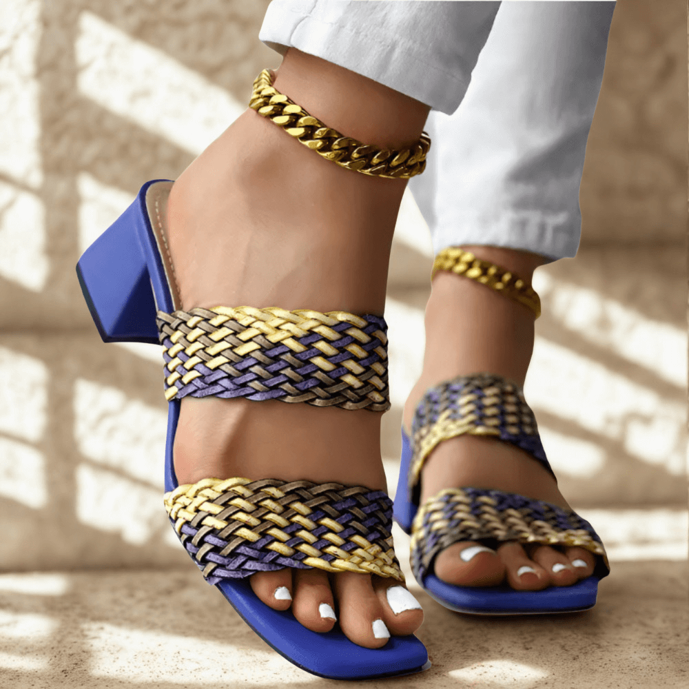 Sandalias de tacón trenzadas Colorblock Soletta