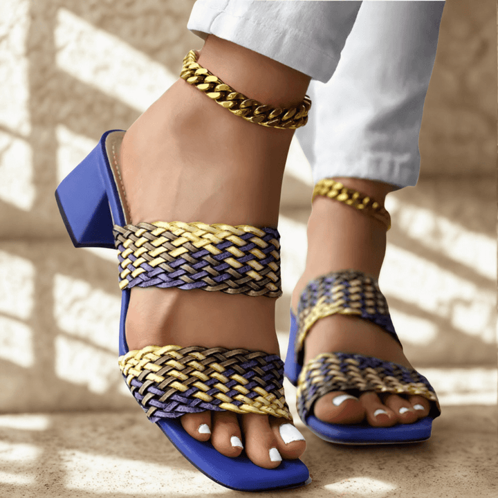 Sandalias de tacón trenzadas Colorblock Soletta