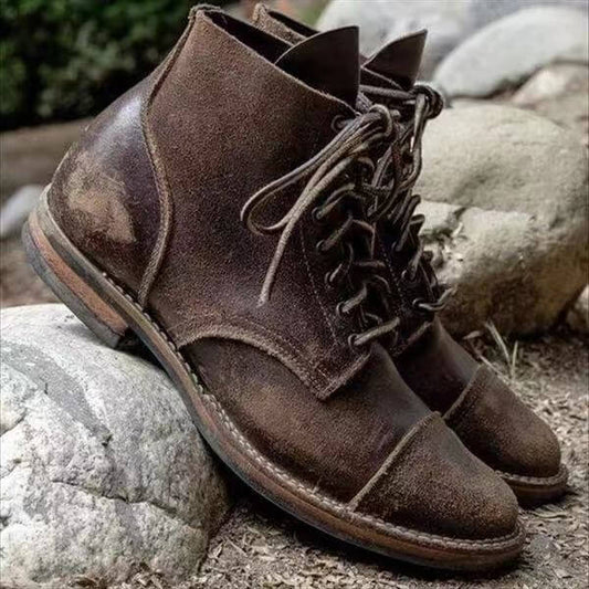 Botas de cuero con cordones para hombre, invierno
