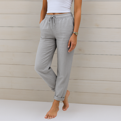 Drawstring Relaxed Linen Trousers