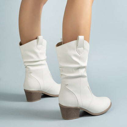Botas de tacón inspiradas en el estilo cowboy de invierno para mujer