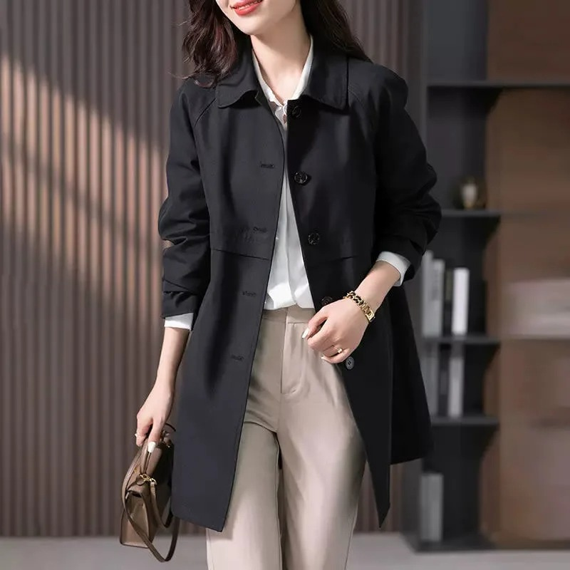 Women’s Casual Button Front Long Trench Coat