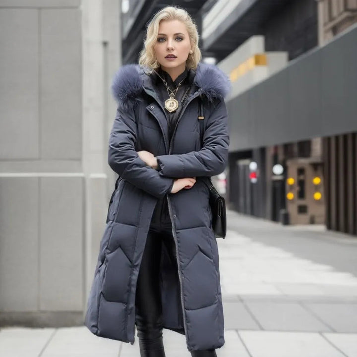 Women’s Winter Quilted Coat with Hood Trim
