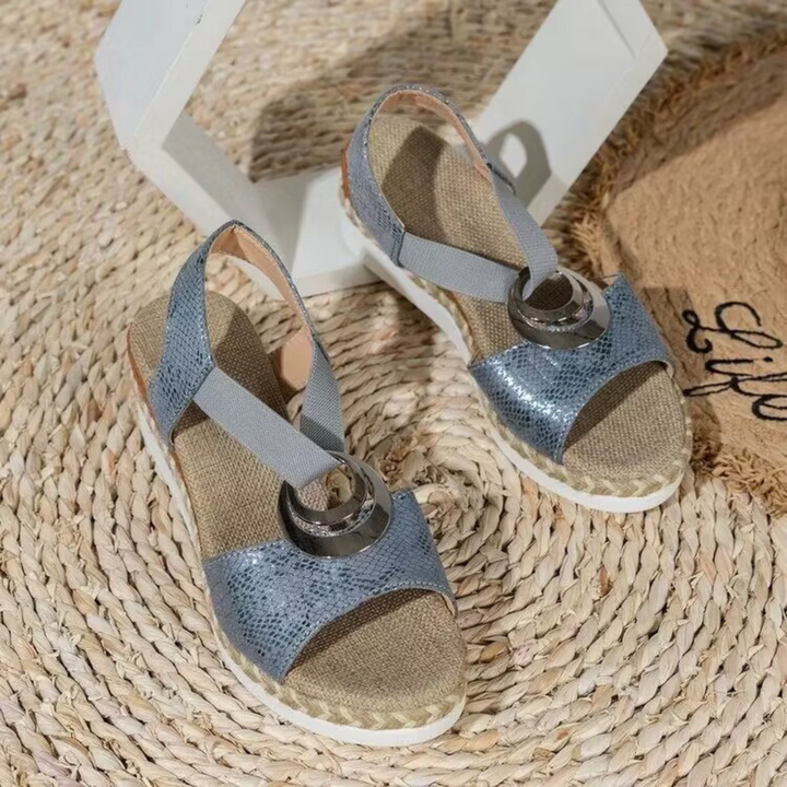 Bellagio Women's Strappy Metal Accent Wedge Heels