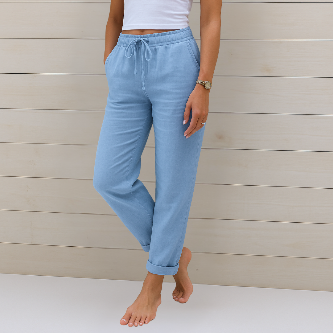 Drawstring Relaxed Linen Trousers