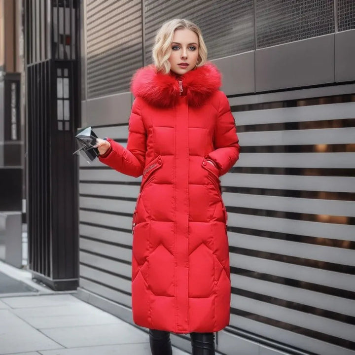 Women’s Winter Quilted Coat with Hood Trim