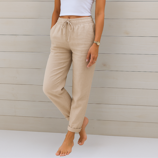 Drawstring Relaxed Linen Trousers