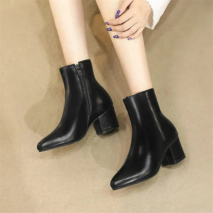 Botines de invierno metálicos con cremallera para mujer