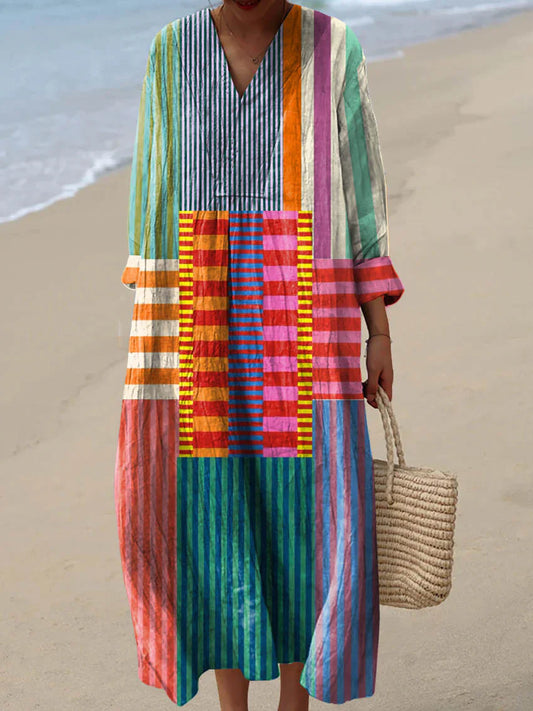 MULTICOLOR PATCHWORK MAXI DRESS
