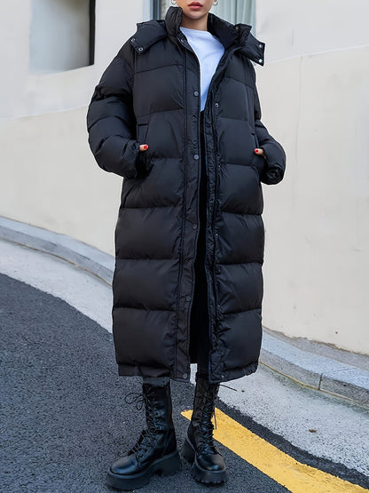 Long Women's Puffer Jacket with Hood