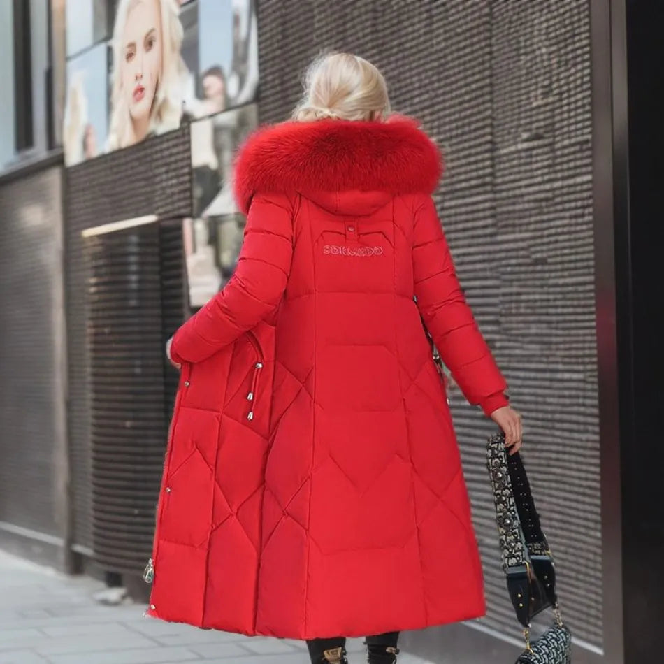 Women’s Winter Quilted Coat with Hood Trim