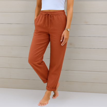 Drawstring Relaxed Linen Trousers