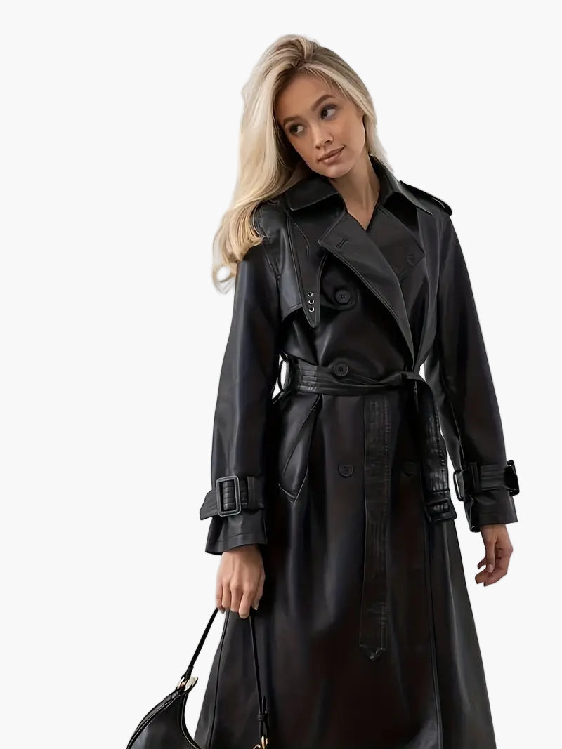Women’s Long Belted Double-Breasted Trench Coat