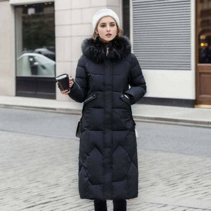 Women’s Winter Quilted Coat with Hood Trim