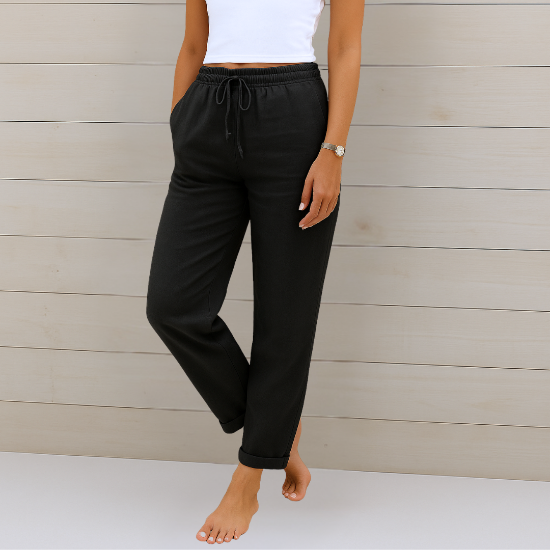 Drawstring Relaxed Linen Trousers