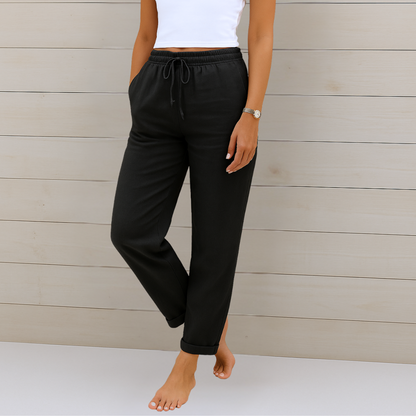 Drawstring Relaxed Linen Trousers