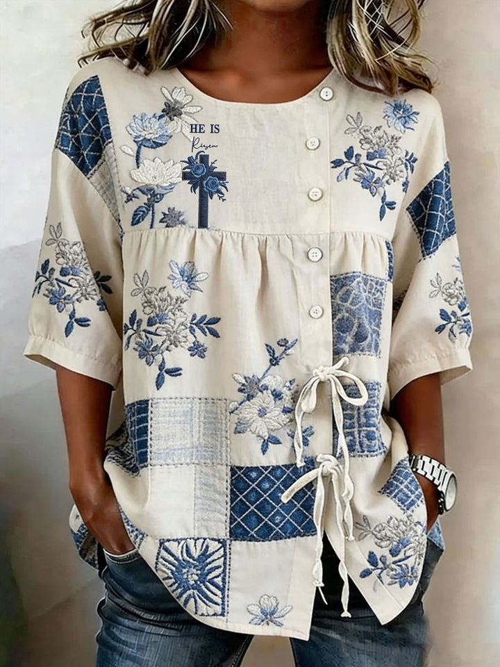 Women'S Retro Floral Print Top