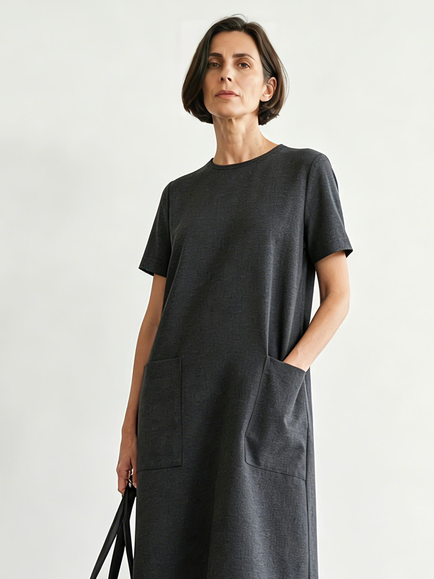 Women's Minimalist Color-Block Striped Short-Sleeve Maxi Dress